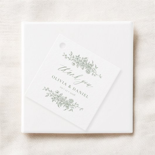 Victoriaans Floral Sage Green Receptie Wedding Bedankjes Labels
