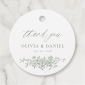Victoriaans Floral Sage Green Receptie Wedding Bedankjes Labels (Voorkant)