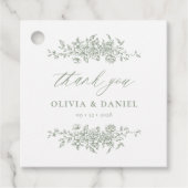 Victoriaans Floral Sage Green Receptie Wedding Bedankjes Labels (Voorkant)