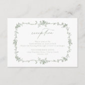 Victoriaans Floral Sage Green Receptie Wedding Informatiekaartje (Voorkant)