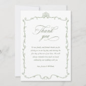 Victoriaans  Floral Sage Green Wedding Foto Bedankkaart (Voorkant)