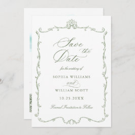Victoriaans  Floral Sage Green Wedding Foto Save The Date