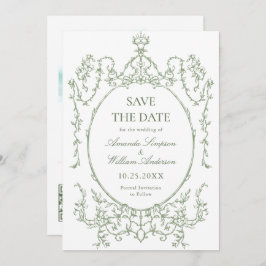 Victoriaans  Floral Sage Green Wedding Foto Save The Date