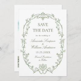 Victoriaans  Floral Sage Green Wedding Foto Save The Date