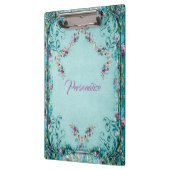 Victoriaans floral scroll elegante blauwgroen paar klembord (Links)