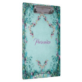 Victoriaans floral scroll elegante blauwgroen paar klembord (Rechts)