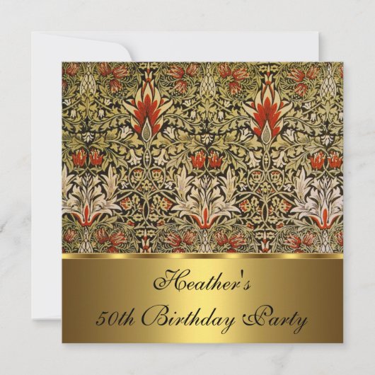  Victoriaans Floral Snakeshead 1876 Gold Kaart (Voorkant)