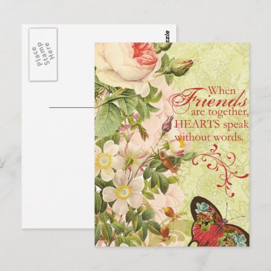 Victoriaans Floral-vriendschap Briefkaart (Voorkant / Achterkant)