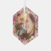 Victoriaans  Floral Wedding Persoonlijk Glas Ornament (Voorkant links)