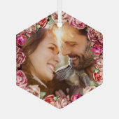 Victoriaans  Floral Wedding Persoonlijk Glas Ornament (Achterkant)