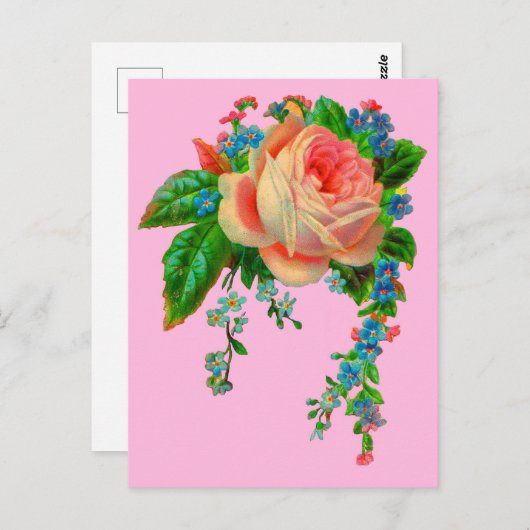 Victoriaans florale afdruk briefkaart (Voorkant / Achterkant)