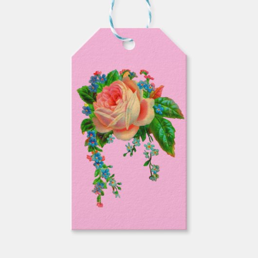 Victoriaans florale afdruk cadeaulabel (Voorkant)