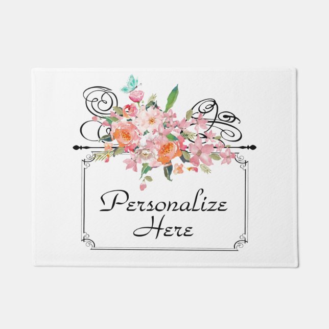 Victoriaans florale hangende bruiloft deurmat (Voorkant)