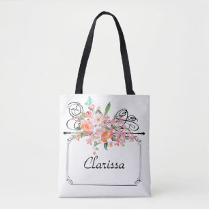Victoriaans florale hangende bruiloft tote bag
