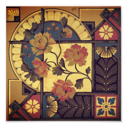 Victoriaans florale kunst  elegant foto afdruk (Voorkant)