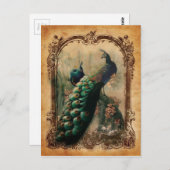 Victoriaans  florale parisiaanse pauw briefkaart (Voorkant / Achterkant)