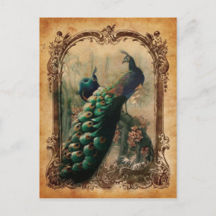 Victoriaans  florale parisiaanse pauw briefkaart