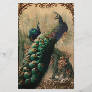 Victoriaans  florale parisiaanse pauw briefpapier