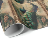 Victoriaans  florale parisiaanse pauw cadeaupapier (Rol Hoek)