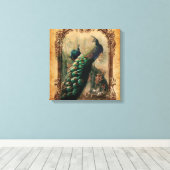 Victoriaans  florale parisiaanse pauw canvas afdruk (Insitu (Houten vloer))