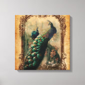 Victoriaans  florale parisiaanse pauw canvas afdruk (Voorkant)