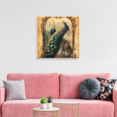 Victoriaans  florale parisiaanse pauw canvas afdruk (Insitu (Woonkamer))