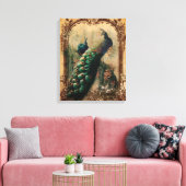 Victoriaans florale parisiaanse pauw canvas afdruk (Insitu (Woonkamer))