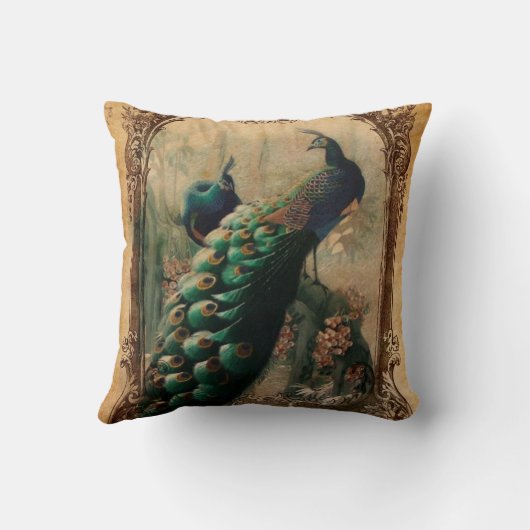 Victoriaans  florale parisiaanse pauw kussen (Achterkant)
