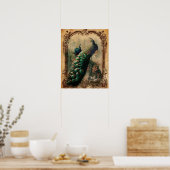 Victoriaans  florale parisiaanse pauw poster (Keuken)