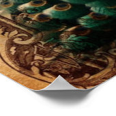 Victoriaans  florale parisiaanse pauw poster (Hoek)