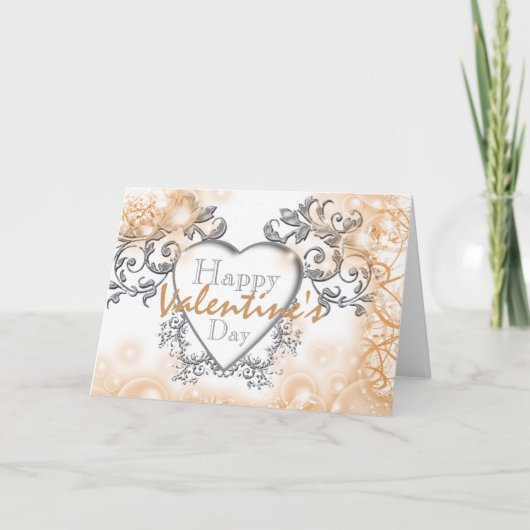 Victoriaans florale valentijn hart feestdagen kaart (Voorkant)