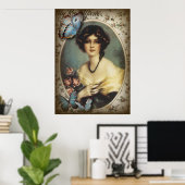  Victoriaans florretro paris vrouw Poster (Thuiskantoor)