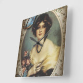  Victoriaans florretro paris vrouw Vierkante Klok (Hoek)