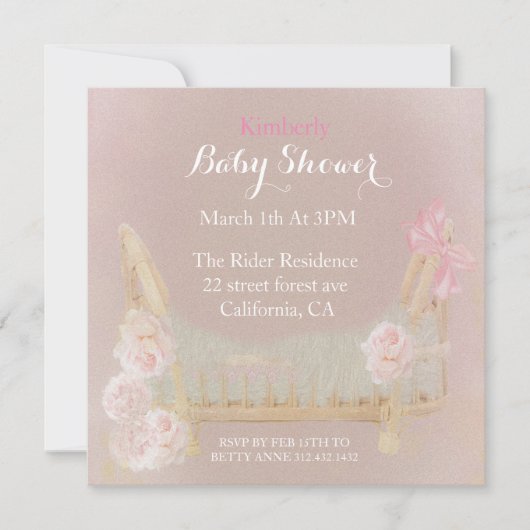  Victoriaans Flower Bohemian Baby shower Kaart (Voorkant)