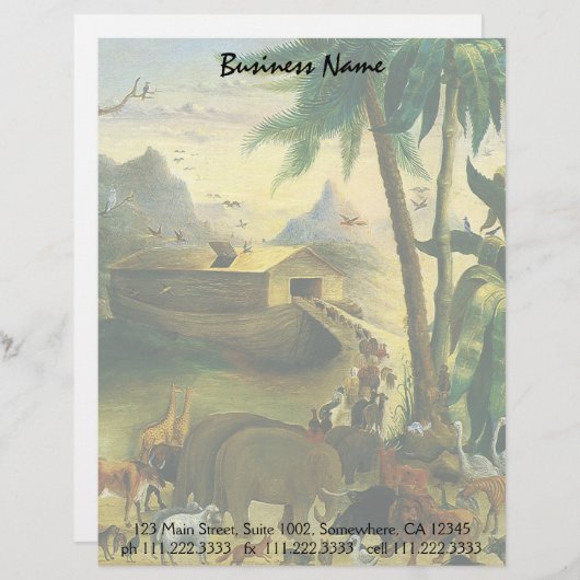 Victoriaans Folk Art, Noah's Ark van Hidley Briefhoofd Sjabloon (Voorkant / Achterkant)