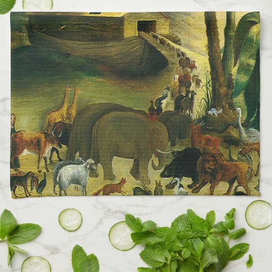  Victoriaans Folk Art, Noah's Ark van Hidley Theedoek (Gevouwen)