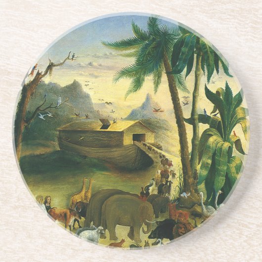  Victoriaans Folk Art, Noah's Ark van Hidley Zandsteen Onderzetter (Voorkant)