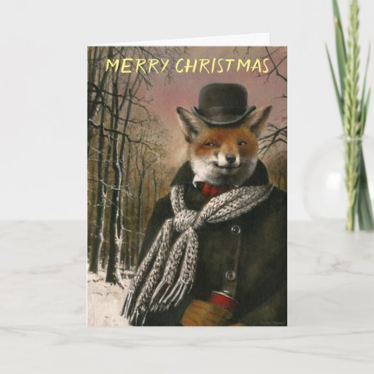 Victoriaans Fox Christmas Kaart (Voorkant)