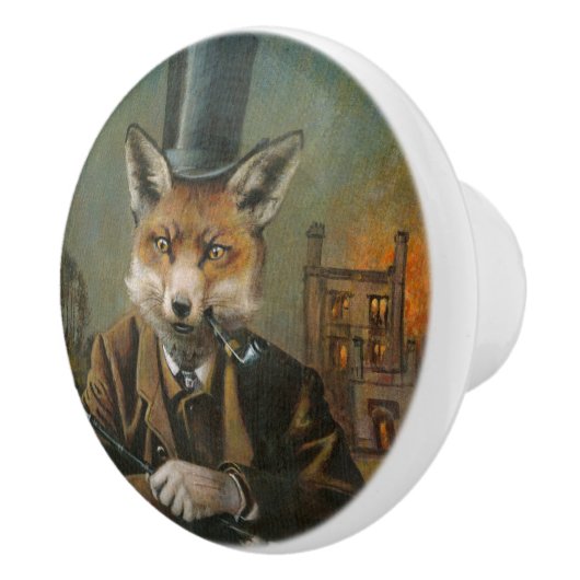  Victoriaans fox-keramische knop (Rechts)