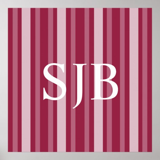 Victoriaans frambozenstrook met monogram poster (Voorkant)