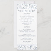 Victoriaans Frans blauw bloemenbruiloft programma  (Achterkant)