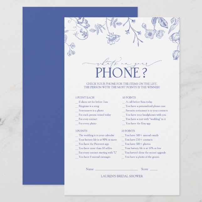 Victoriaans Frans blauw en wit Vrijgezellenfeest s (Voorkant / Achterkant)