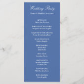 Victoriaans Frans Blauw Toile Bruiloft Programmakaart (Achterkant)