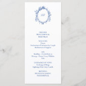 Victoriaans Frans Blauw Toile Bruiloft Programmakaart (Voorkant)