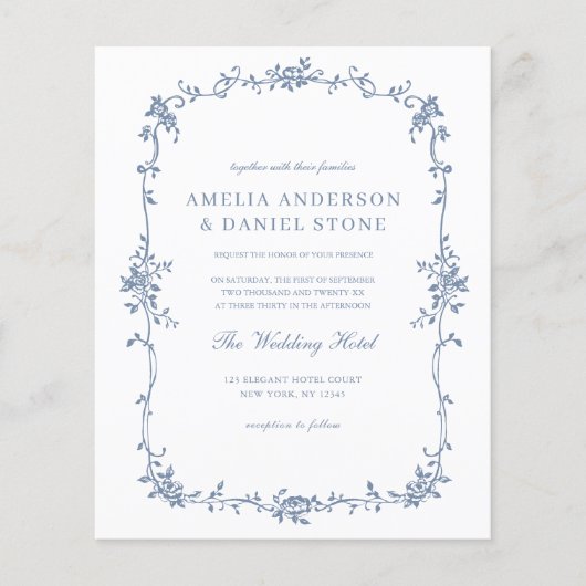 Victoriaans Frans Foto QR Code Bruiloft Flyer (Voorkant)