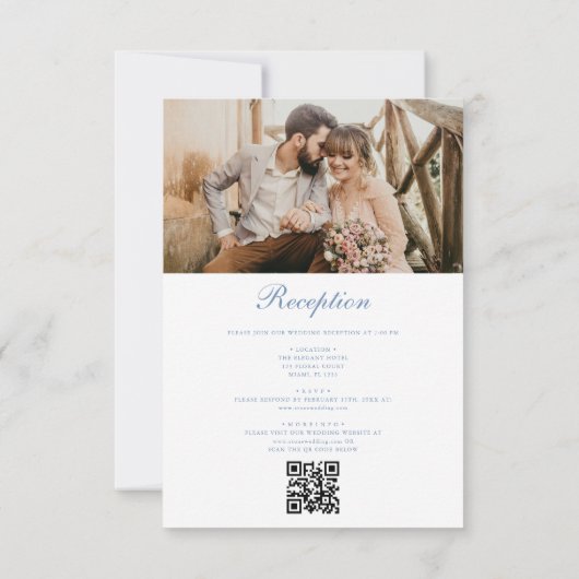 Victoriaans  Frans Foto QR Code Bruiloft Kaart (Achterkant)
