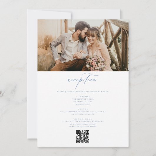 Victoriaans Frans Foto QR Code Bruiloft Kaart (Achterkant)