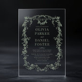 Victoriaans Frans Sage Groen Bruiloft Monogram Acryl Uitnodigingen