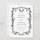 Victoriaans Frans Zwart Wit Huwelijk Monogram Kaart (Voorkant)