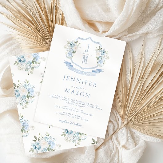 Victoriaans Franse Blauwe Bloemen Botanische Huwel Kaart